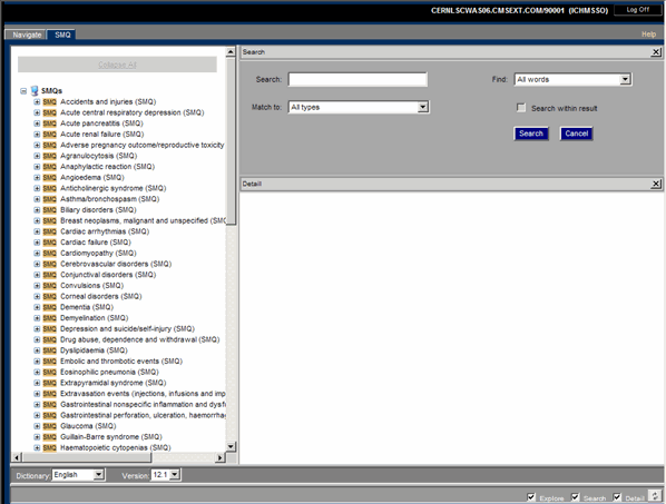 Figure 2-3. Browser Navigation Window - SMQ Tab