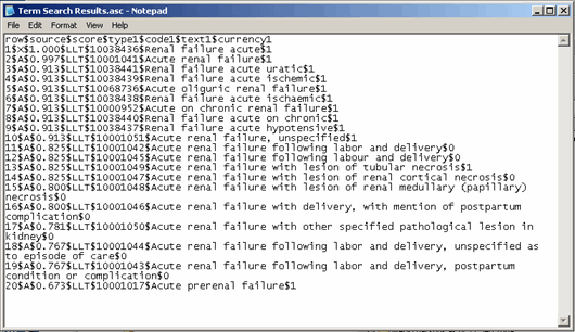 Figure 3-7. Terminology Search Results Delimited File