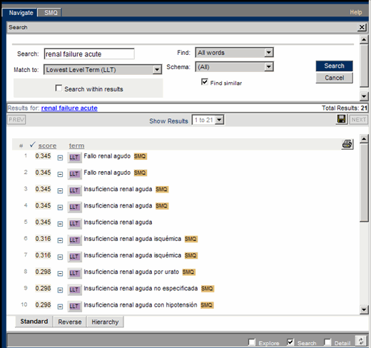 Figure 3-1. Terminology Search Results for Print or Export 